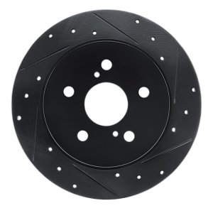 Toyota C-HR Brake Rotor (1) - Rear Right - R1 Concepts - Drilled & Slotted - Black - `18-`22